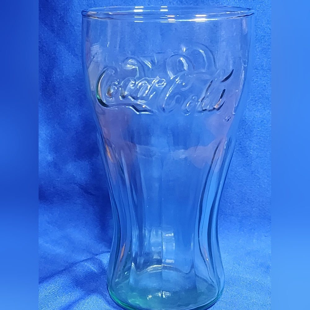 Coca Cola Green Genuine Glass Tumblersl 16 oz 6" Tall 3.25" Dia